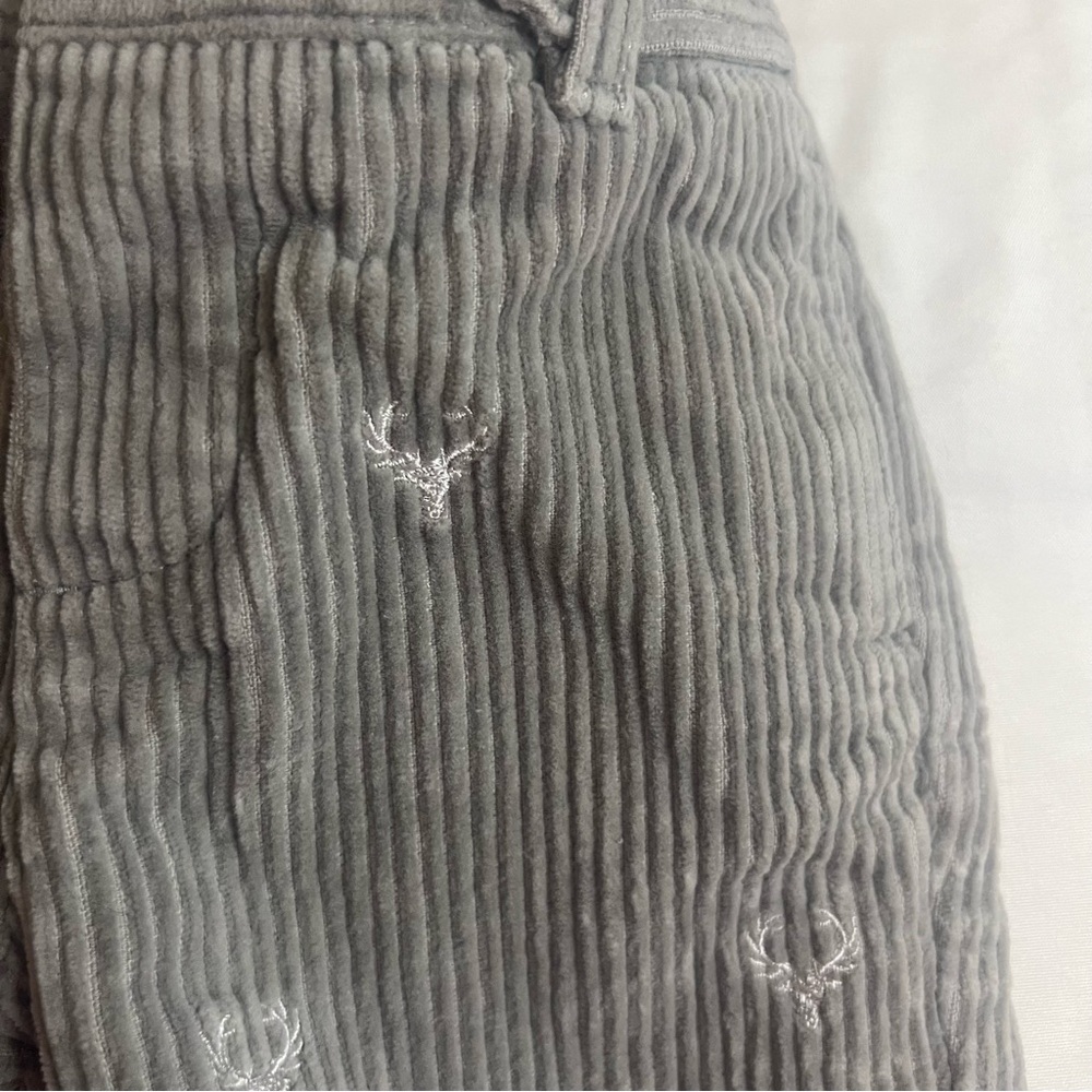 Ralph Lauren Baby Gray Corduroy Pants Deer Embroidered Pull On 3M Infant Classic - Picture 3 of 4